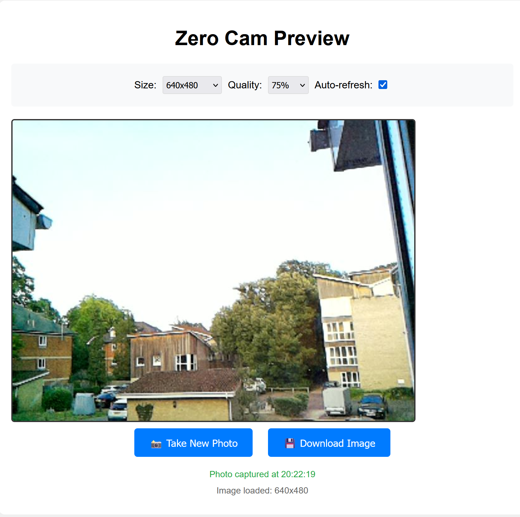 Screenshot of the Zero Cam Preview that Claude created for me to help me position the camera.